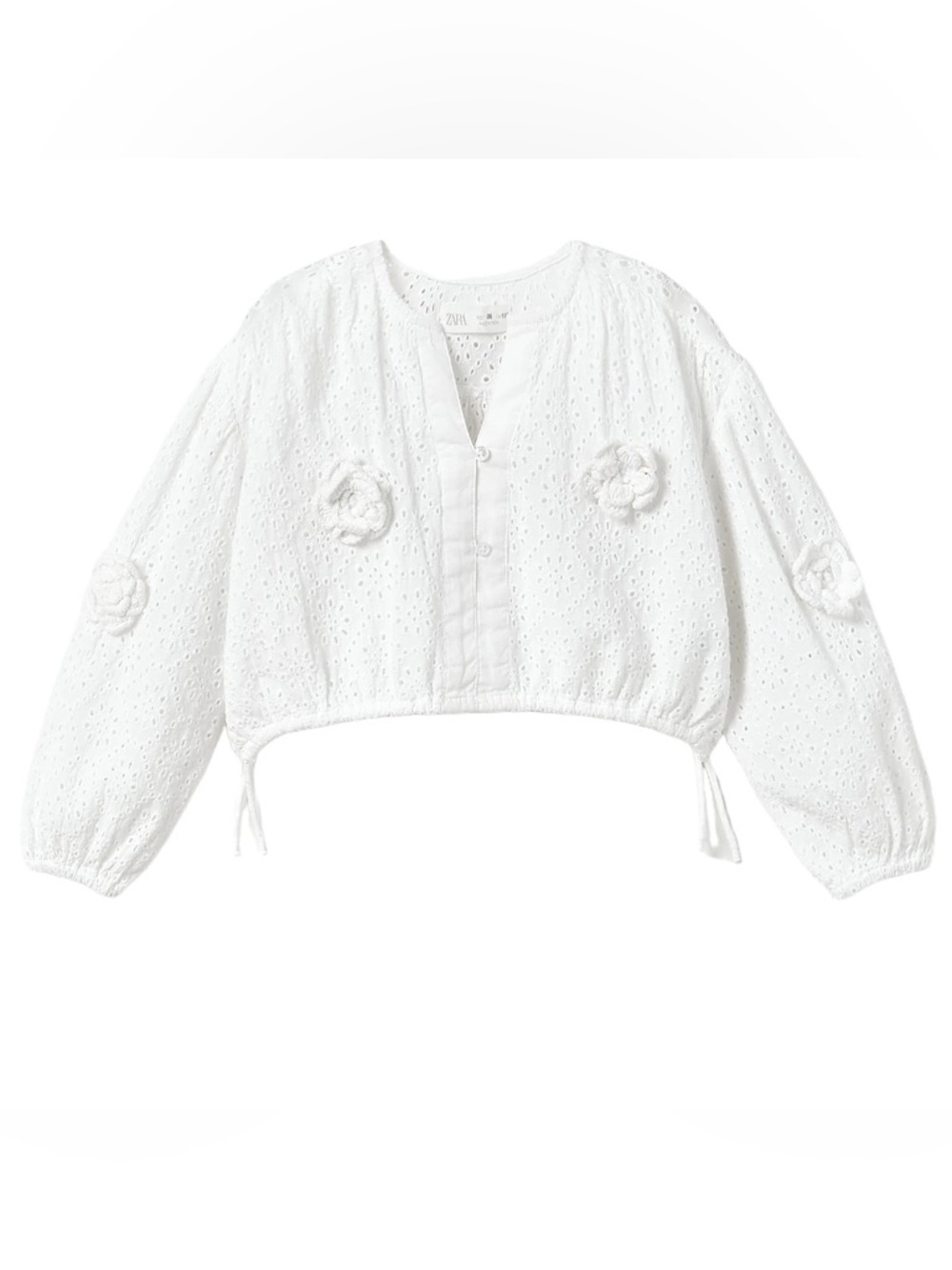 Zara Kids Luxe Embroidered Eyelet Blouse - White - 11–12